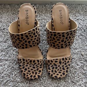 Cheetah print heeled sandals